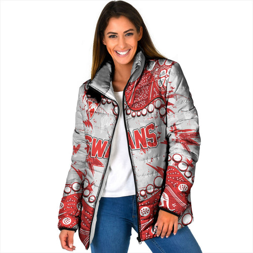 Personalized Sydney Swans Padded Jacket Aboriginal Pattern with Graffiti Style