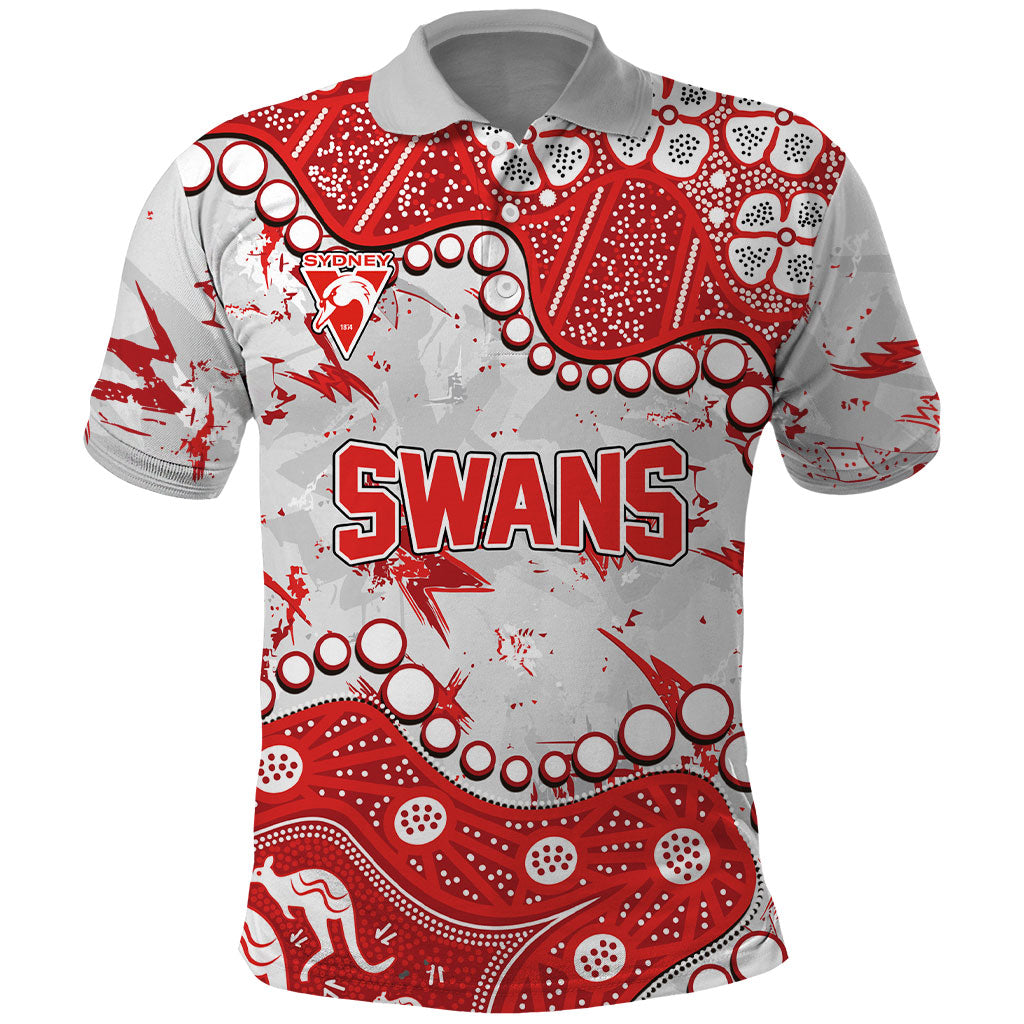 Personalized Sydney Swans Polo Shirt Aboriginal Pattern with Graffiti Style