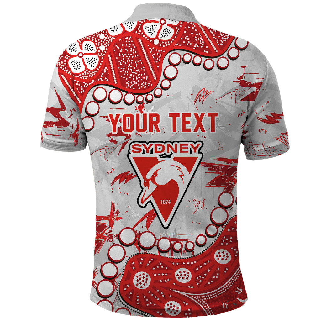 Personalized Sydney Swans Polo Shirt Aboriginal Pattern with Graffiti Style