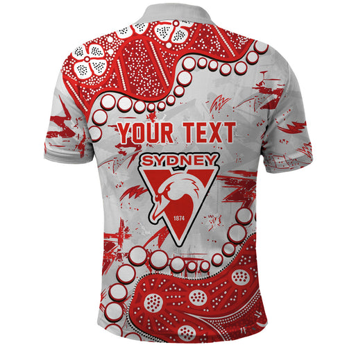 Personalized Sydney Swans Polo Shirt Aboriginal Pattern with Graffiti Style