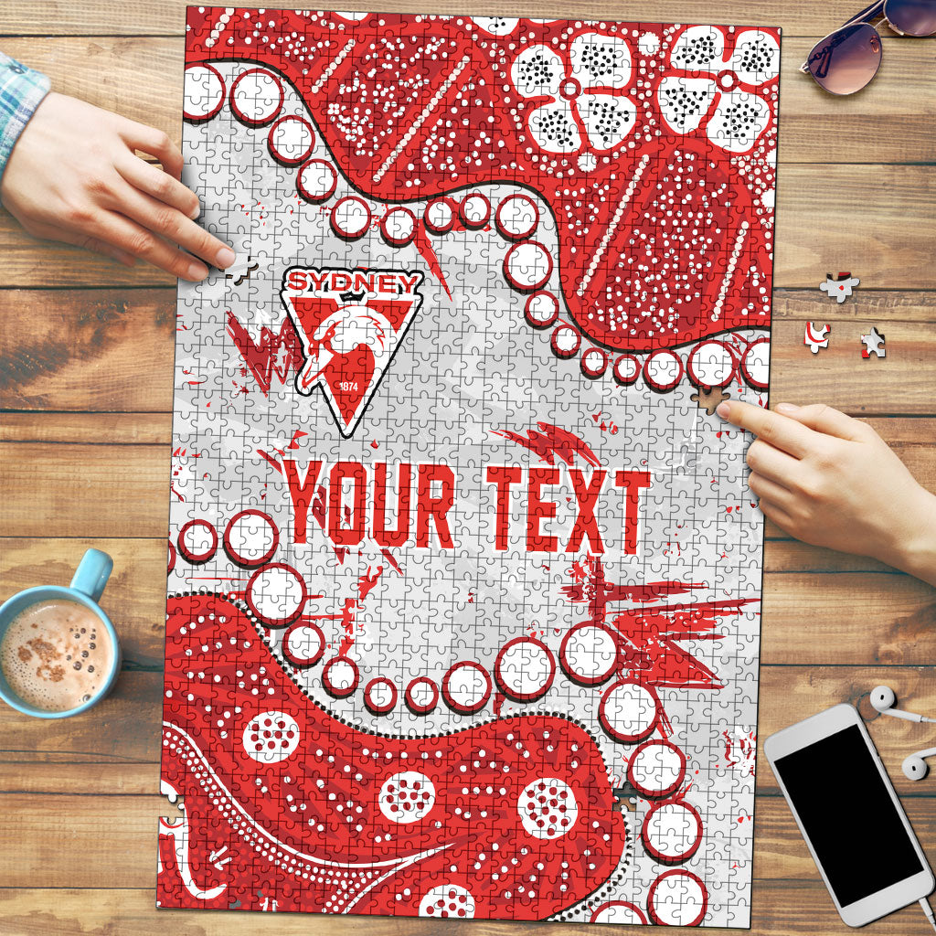 Personalized Sydney Swans Puzzle Aboriginal Pattern with Graffiti Style