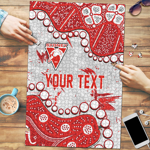 Personalized Sydney Swans Puzzle Aboriginal Pattern with Graffiti Style