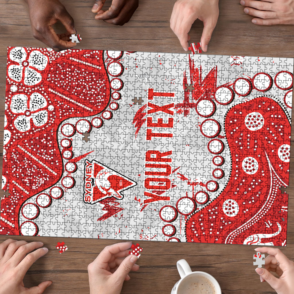Personalized Sydney Swans Puzzle Aboriginal Pattern with Graffiti Style