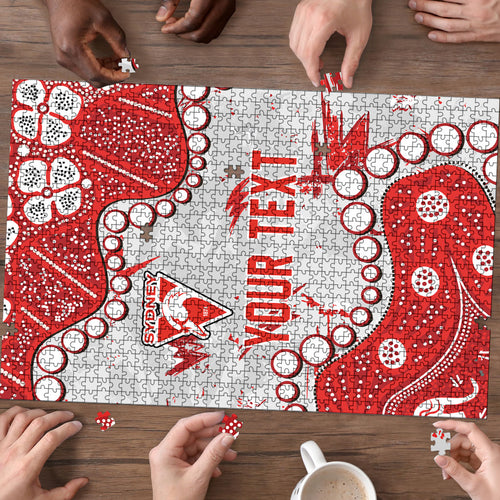Personalized Sydney Swans Puzzle Aboriginal Pattern with Graffiti Style