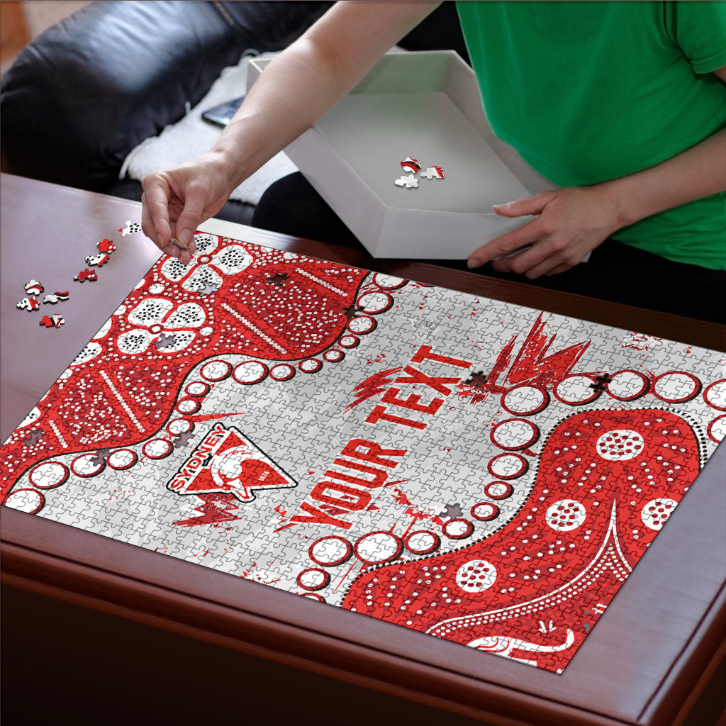 Personalized Sydney Swans Puzzle Aboriginal Pattern with Graffiti Style