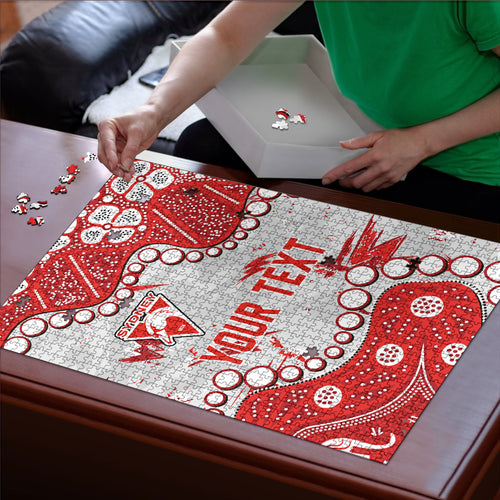 Personalized Sydney Swans Puzzle Aboriginal Pattern with Graffiti Style
