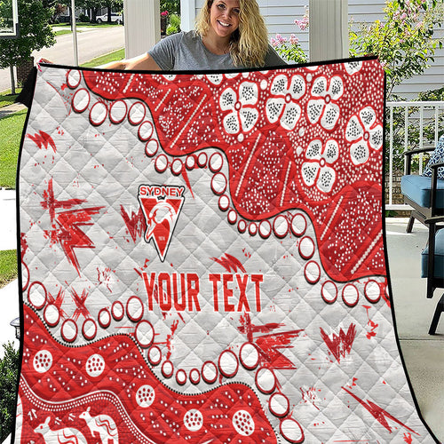 Personalized Sydney Swans Quilt Aboriginal Pattern with Graffiti Style