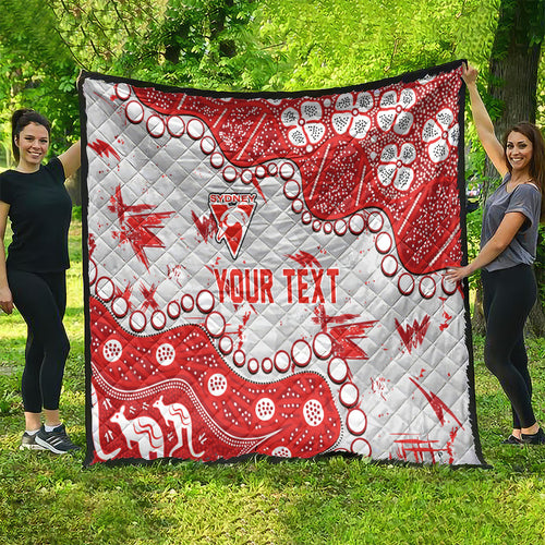 Personalized Sydney Swans Quilt Aboriginal Pattern with Graffiti Style