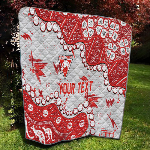 Personalized Sydney Swans Quilt Aboriginal Pattern with Graffiti Style