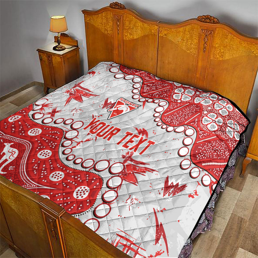 Personalized Sydney Swans Quilt Aboriginal Pattern with Graffiti Style