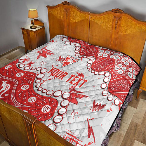 Personalized Sydney Swans Quilt Aboriginal Pattern with Graffiti Style