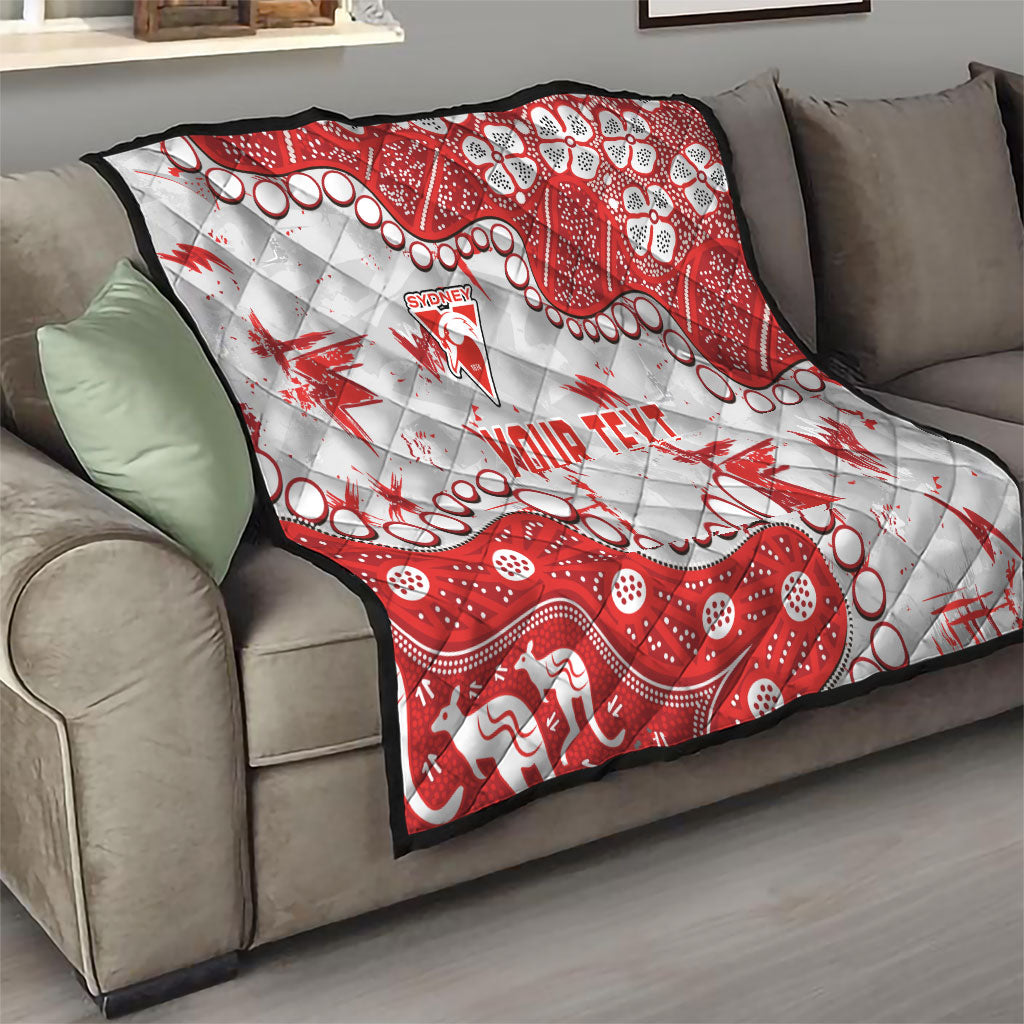 Personalized Sydney Swans Quilt Aboriginal Pattern with Graffiti Style