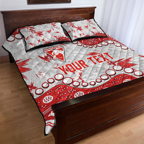 Personalized Sydney Swans Quilt Bed Set Aboriginal Pattern with Graffiti Style