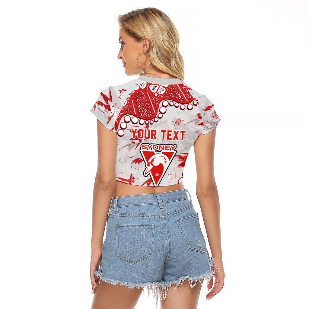 Personalized Sydney Swans Raglan Cropped T Shirt Aboriginal Pattern with Graffiti Style