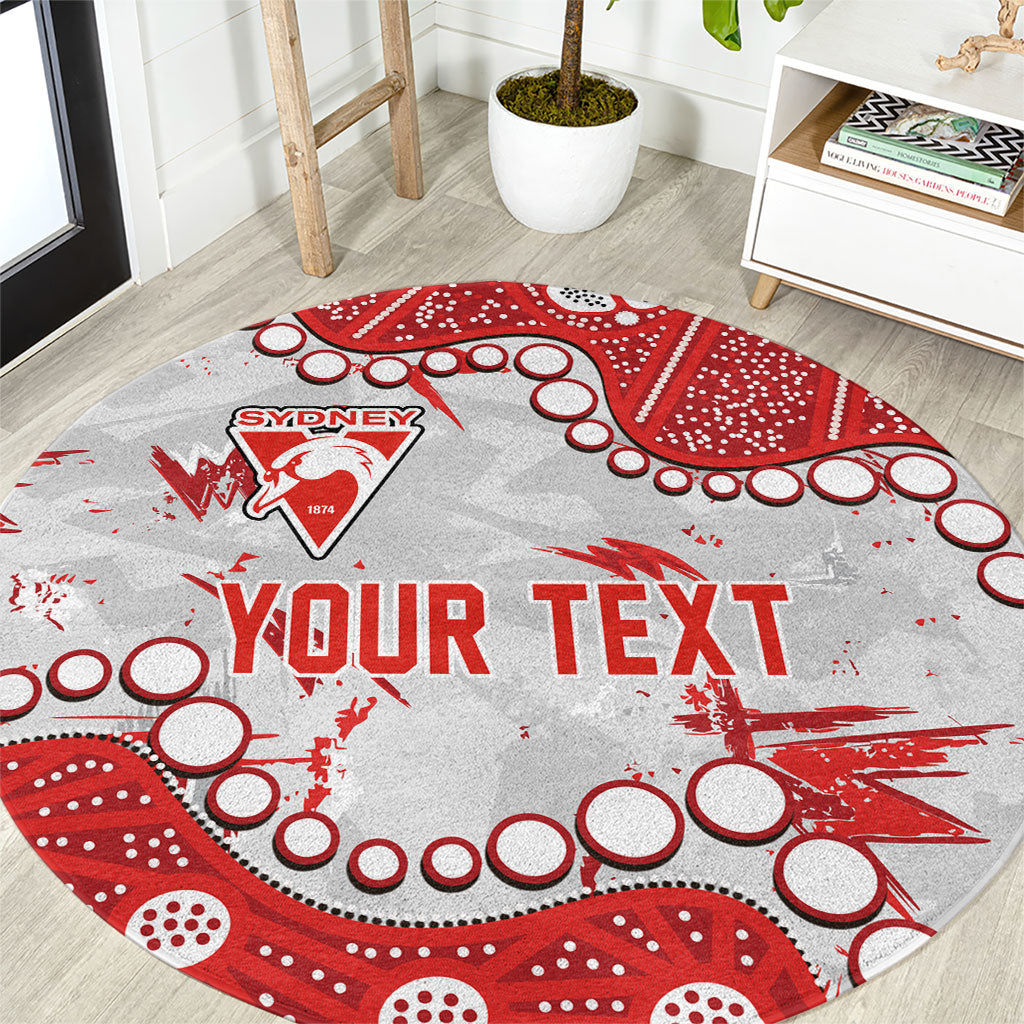 Personalized Sydney Swans Round Carpet Aboriginal Pattern with Graffiti Style
