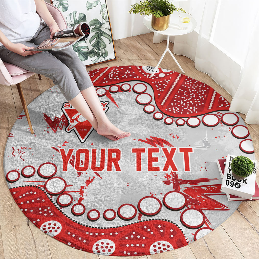 Personalized Sydney Swans Round Carpet Aboriginal Pattern with Graffiti Style