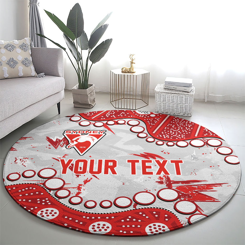 Personalized Sydney Swans Round Carpet Aboriginal Pattern with Graffiti Style