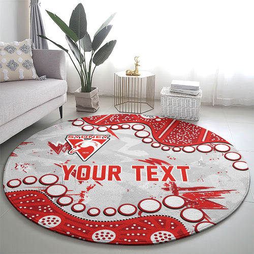 Personalized Sydney Swans Round Carpet Aboriginal Pattern with Graffiti Style