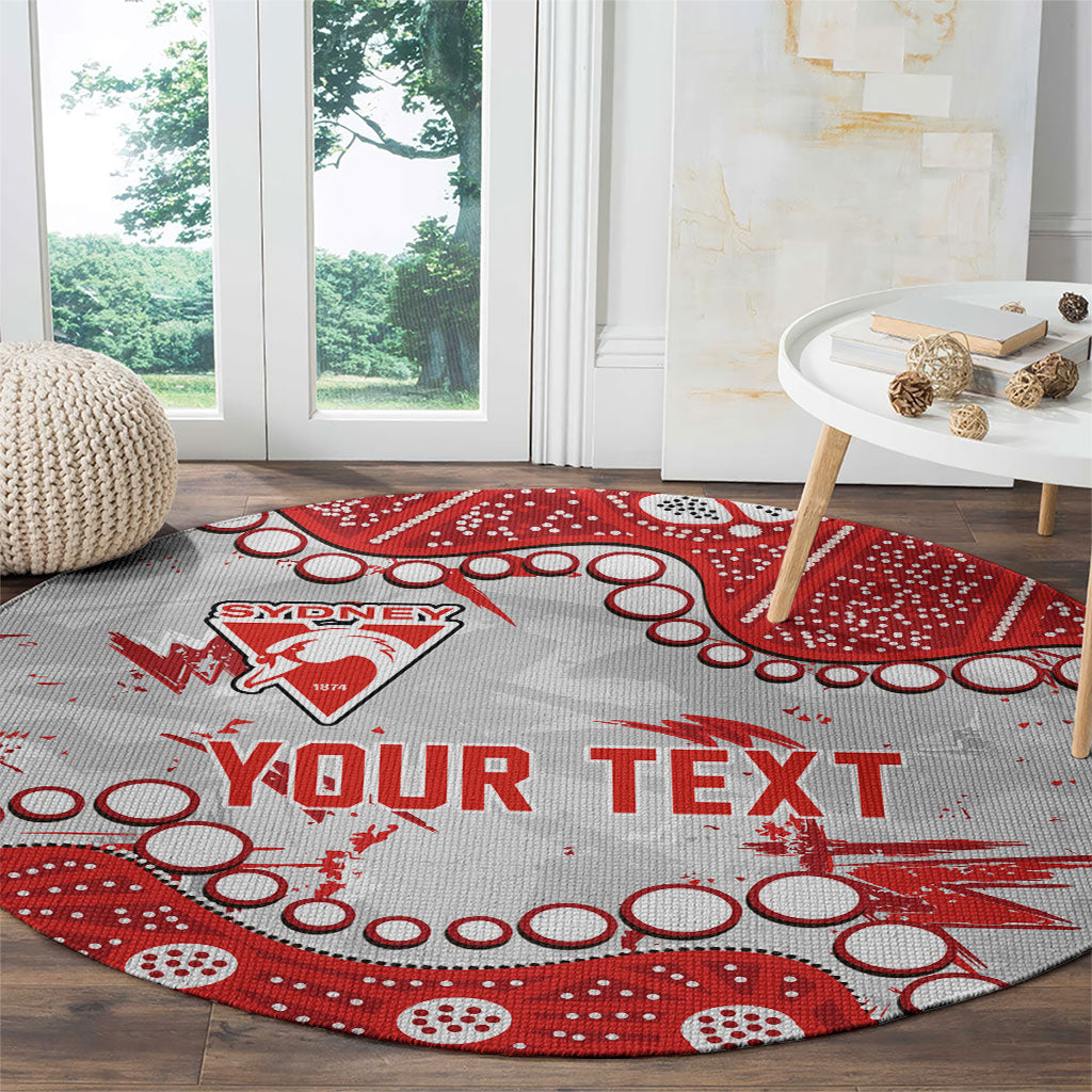 Personalized Sydney Swans Round Carpet Aboriginal Pattern with Graffiti Style