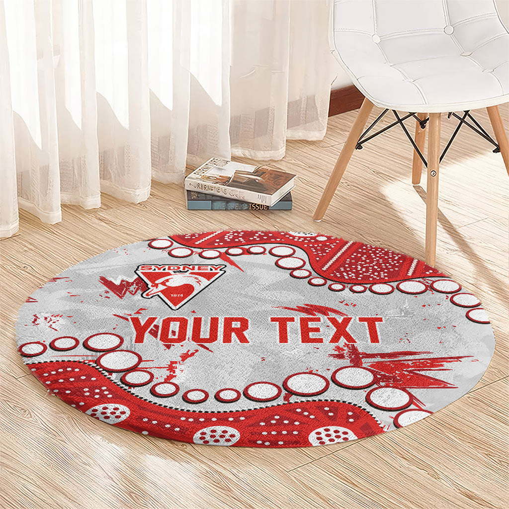 Personalized Sydney Swans Round Carpet Aboriginal Pattern with Graffiti Style