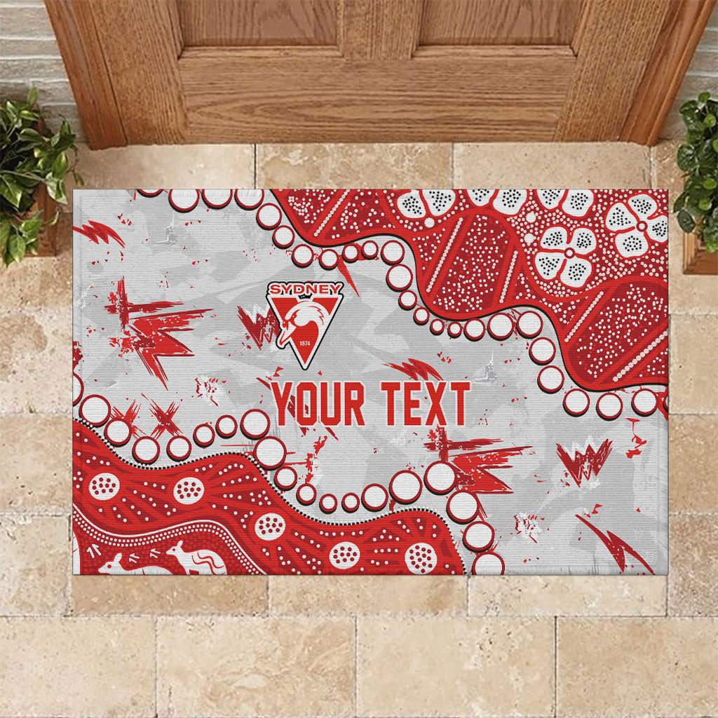 Personalized Sydney Swans Rubber Doormat Aboriginal Pattern with Graffiti Style