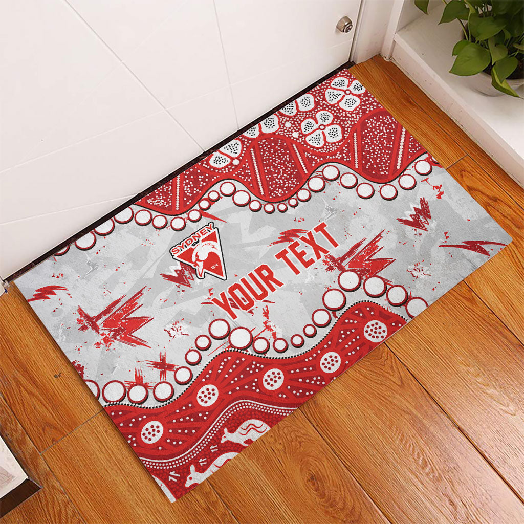 Personalized Sydney Swans Rubber Doormat Aboriginal Pattern with Graffiti Style