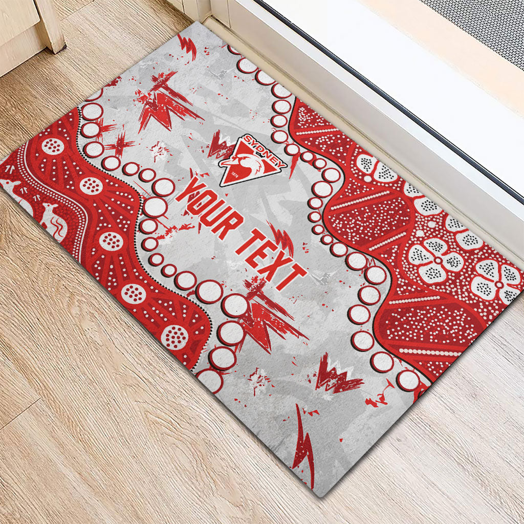Personalized Sydney Swans Rubber Doormat Aboriginal Pattern with Graffiti Style