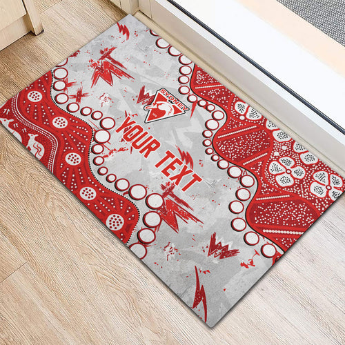 Personalized Sydney Swans Rubber Doormat Aboriginal Pattern with Graffiti Style