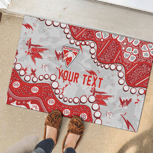 Personalized Sydney Swans Rubber Doormat Aboriginal Pattern with Graffiti Style