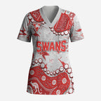Personalized Sydney Swans Scrub Top Aboriginal Pattern with Graffiti Style