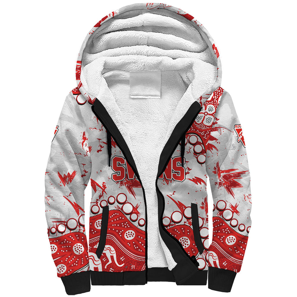 Personalized Sydney Swans Sherpa Hoodie Aboriginal Pattern with Graffiti Style