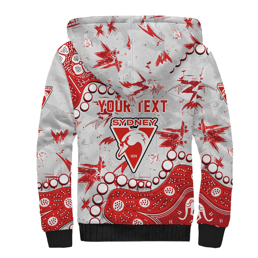 Personalized Sydney Swans Sherpa Hoodie Aboriginal Pattern with Graffiti Style