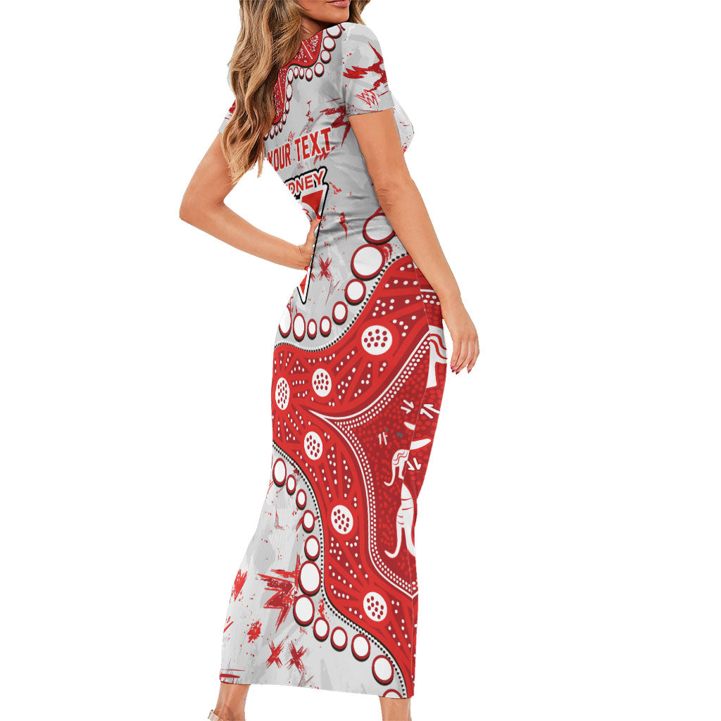 Personalized Sydney Swans Short Sleeve Bodycon Dress Aboriginal Pattern with Graffiti Style