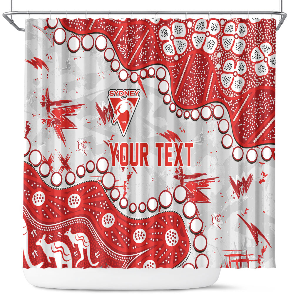 Personalized Sydney Swans Shower Curtain Aboriginal Pattern with Graffiti Style