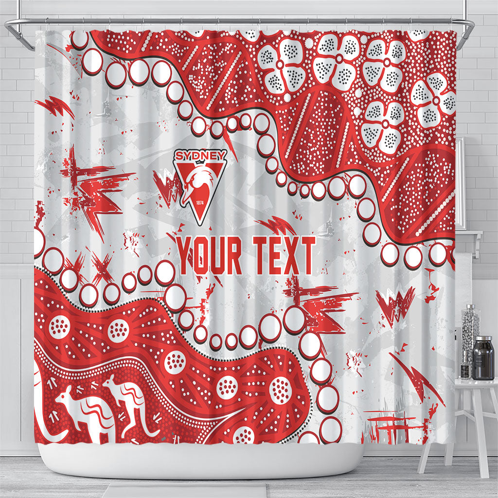 Personalized Sydney Swans Shower Curtain Aboriginal Pattern with Graffiti Style