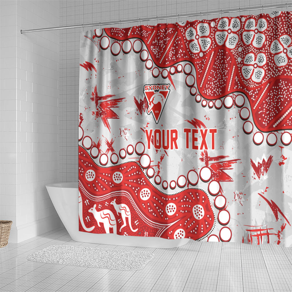 Personalized Sydney Swans Shower Curtain Aboriginal Pattern with Graffiti Style