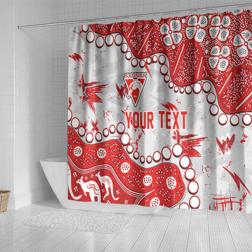 Personalized Sydney Swans Shower Curtain Aboriginal Pattern with Graffiti Style