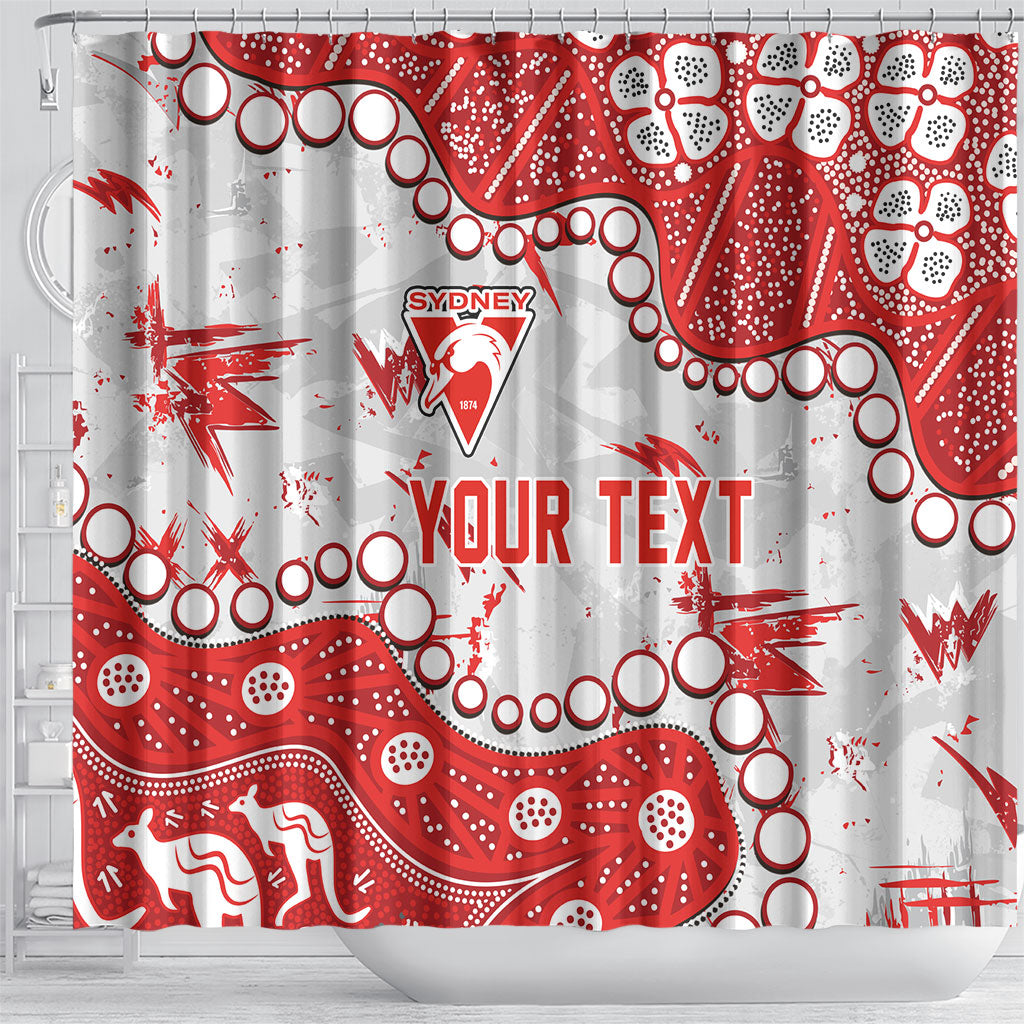 Personalized Sydney Swans Shower Curtain Aboriginal Pattern with Graffiti Style