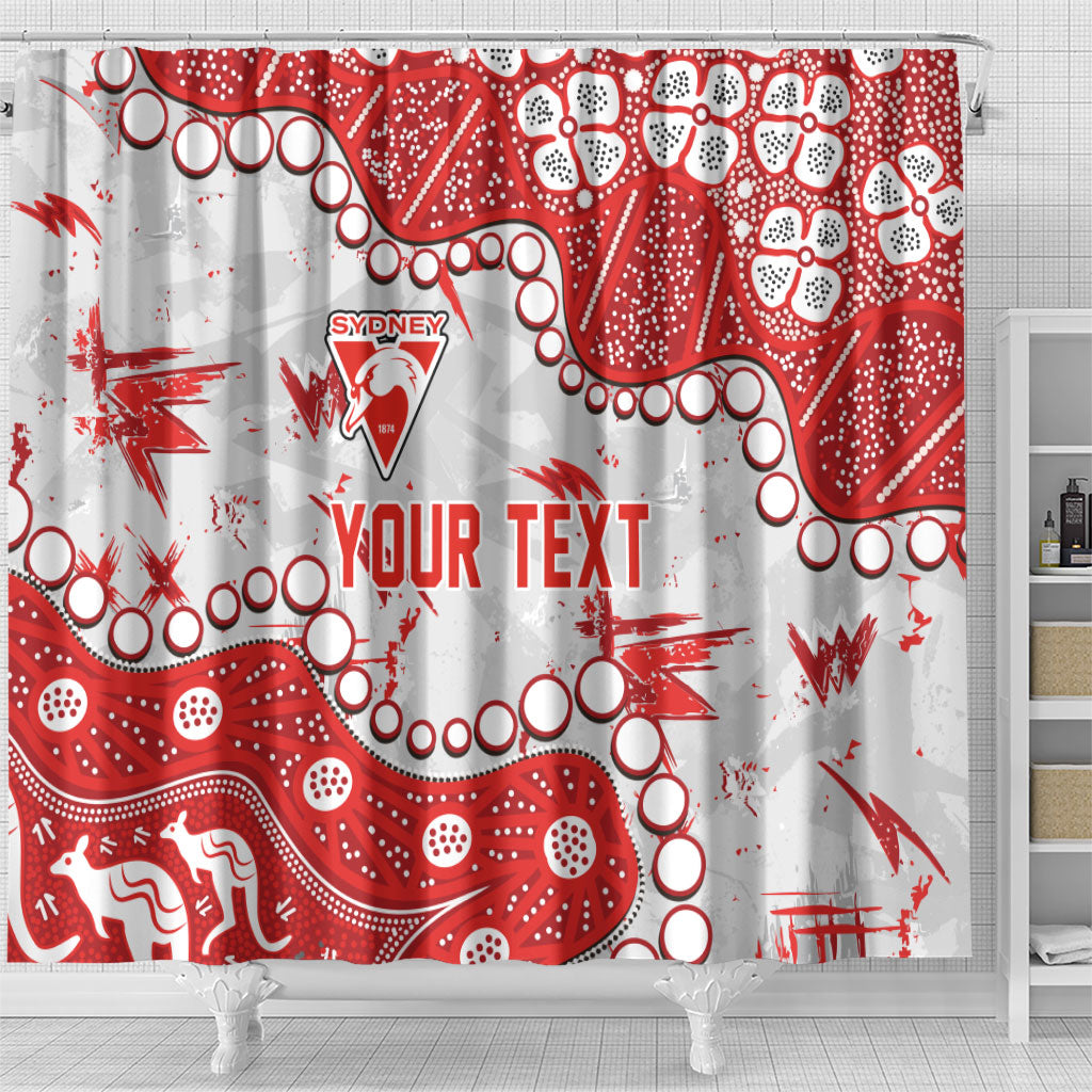 Personalized Sydney Swans Shower Curtain Aboriginal Pattern with Graffiti Style