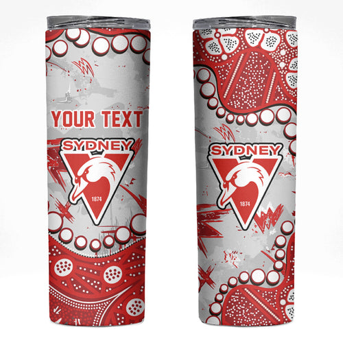 Personalized Sydney Swans Skinny Tumbler Aboriginal Pattern with Graffiti Style