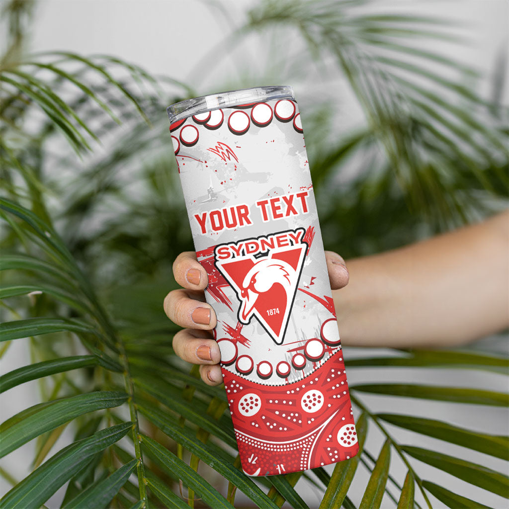 Personalized Sydney Swans Skinny Tumbler Aboriginal Pattern with Graffiti Style