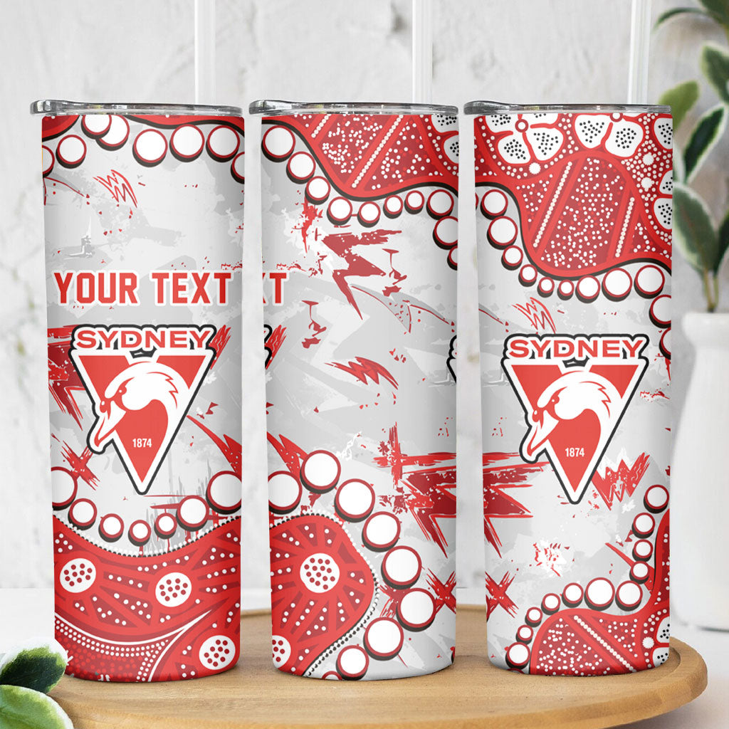 Personalized Sydney Swans Skinny Tumbler Aboriginal Pattern with Graffiti Style