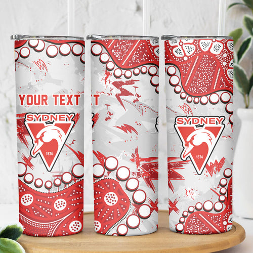 Personalized Sydney Swans Skinny Tumbler Aboriginal Pattern with Graffiti Style