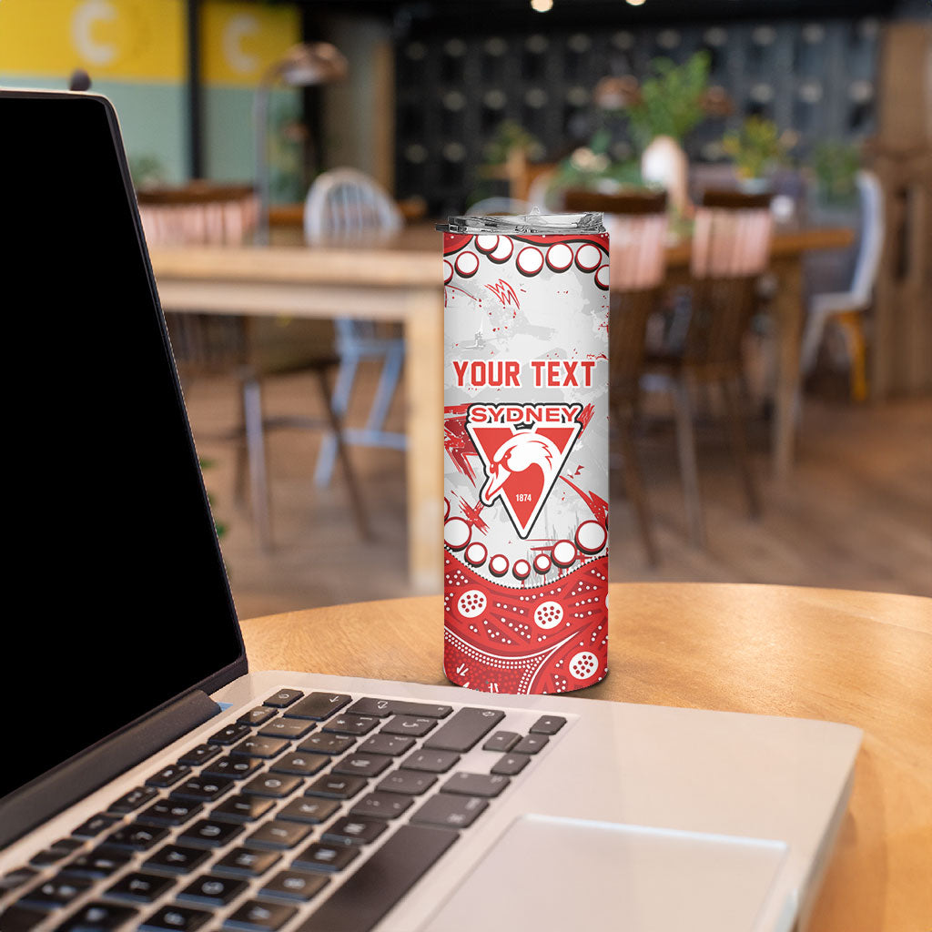 Personalized Sydney Swans Skinny Tumbler Aboriginal Pattern with Graffiti Style