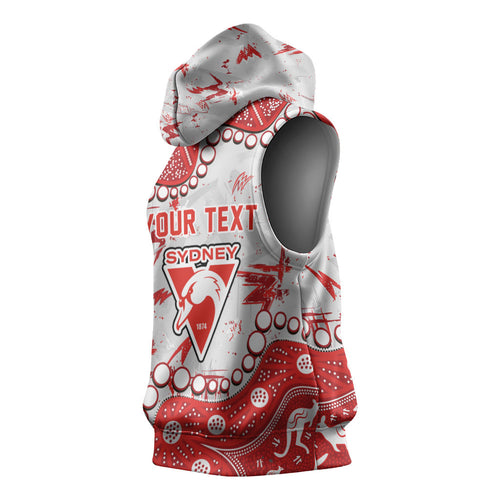 Personalized Sydney Swans Sleeveless Hoodie Aboriginal Pattern with Graffiti Style