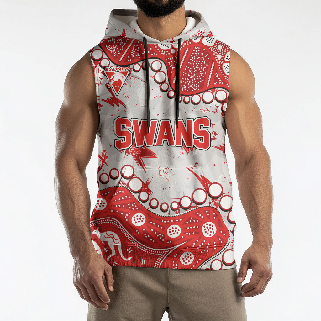 Personalized Sydney Swans Sleeveless Hoodie Aboriginal Pattern with Graffiti Style