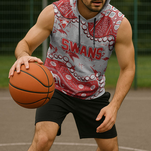 Personalized Sydney Swans Sleeveless Hoodie Aboriginal Pattern with Graffiti Style