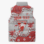 Personalized Sydney Swans Sleeveless Puffer Jacket Aboriginal Pattern with Graffiti Style