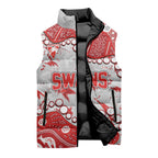 Personalized Sydney Swans Sleeveless Puffer Jacket Aboriginal Pattern with Graffiti Style