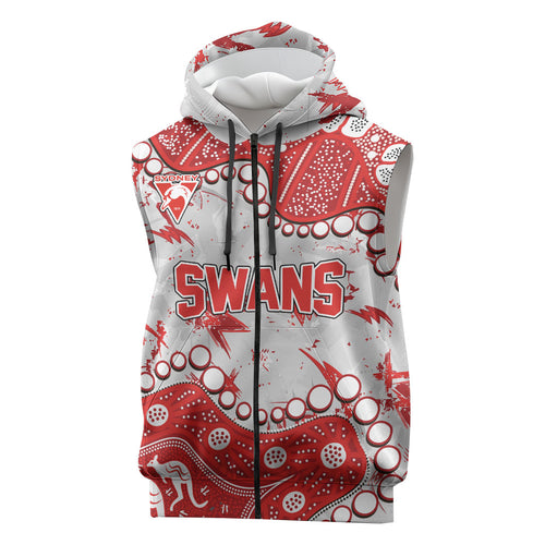 Personalized Sydney Swans Sleeveless Zip Hoodie Aboriginal Pattern with Graffiti Style
